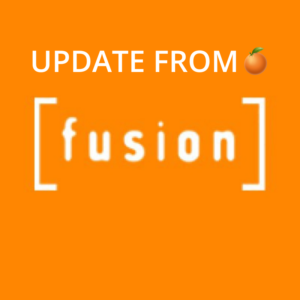 TEXT READING FUSION UPDATE WITH AN ORANGE EMOJI