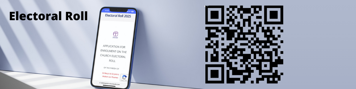 Image of a mobile phone displaying the Electoral Roll online application form and a QR code link.