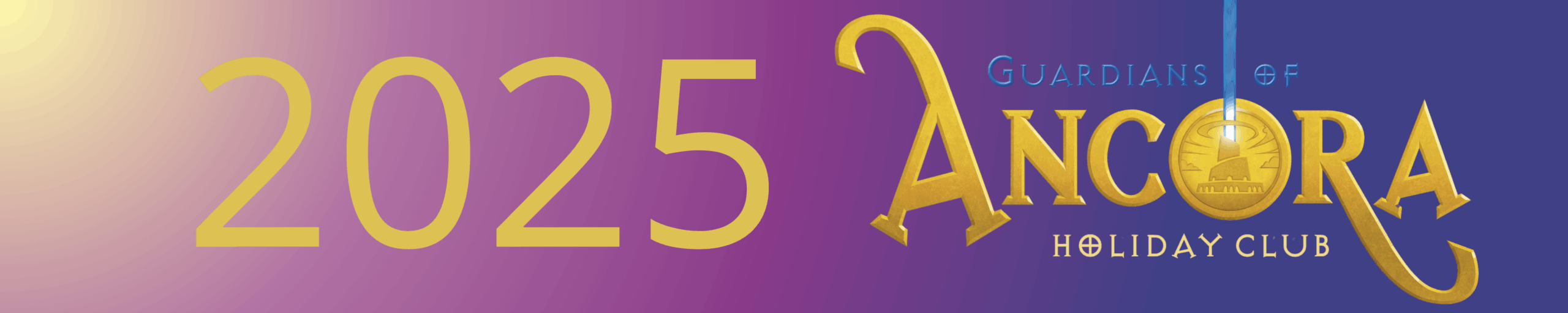 purple background with Guardians of Ancora logo and Holiday Club written underneath