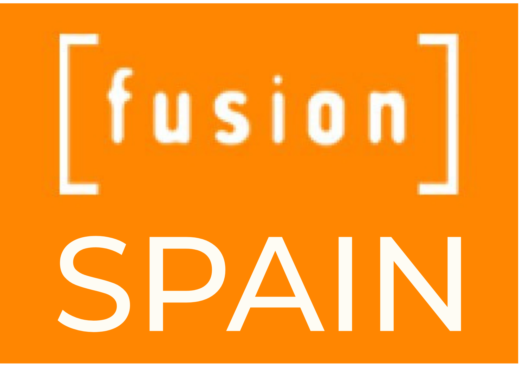 an orange background with the Fuision logo in white and the word Spain